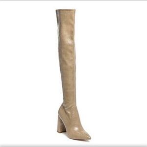 Chic Beige Heeled Over-the-Knee Boots